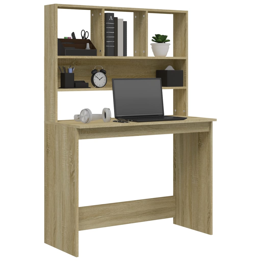 Desk with Shelves Sonoma Oak 102x45x148 cm Engineered Wood