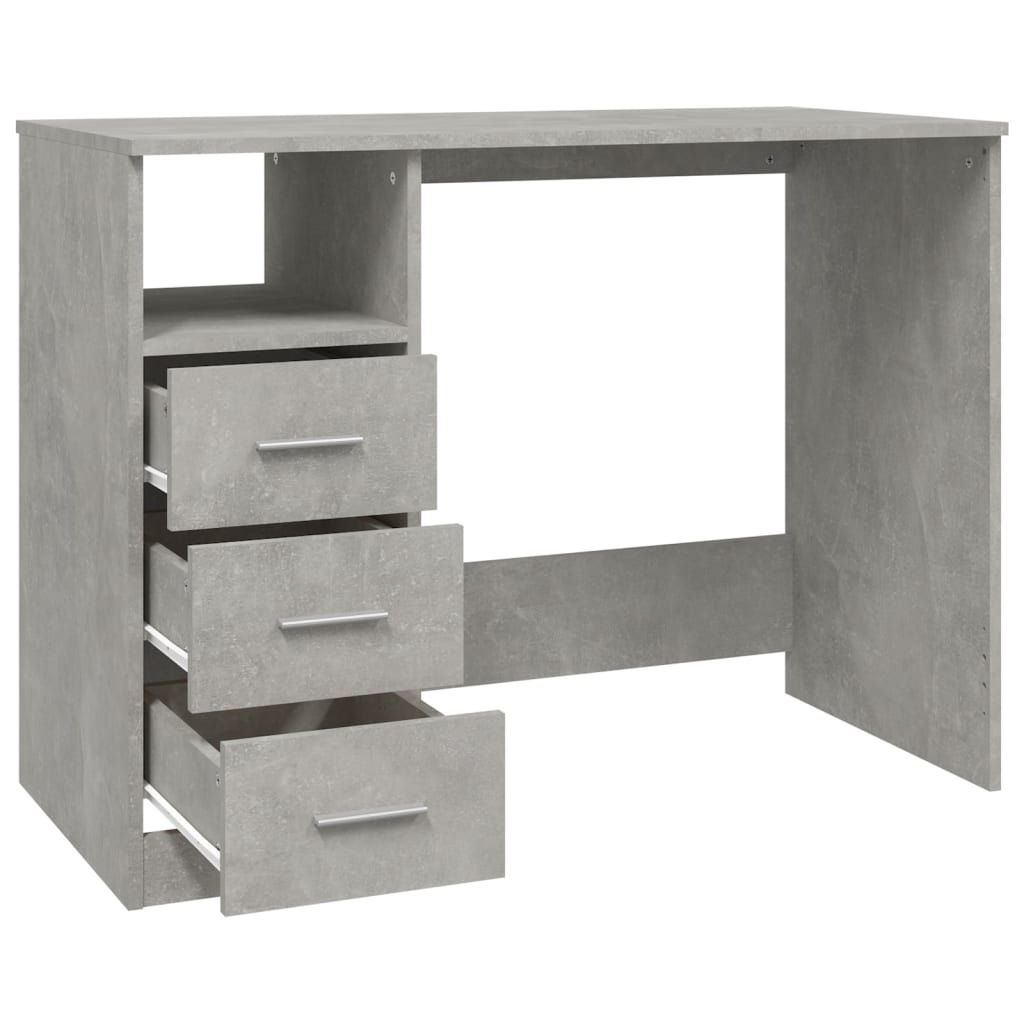 Desk with Drawers Concrete Grey 102x50x76 cm Engineered Wood