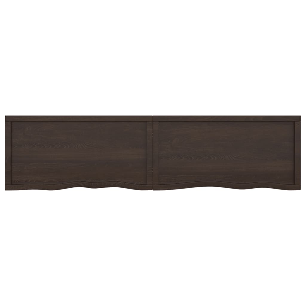 Wall Shelf Dark Brown 200x50x(2-6) cm Treated Solid Wood Oak