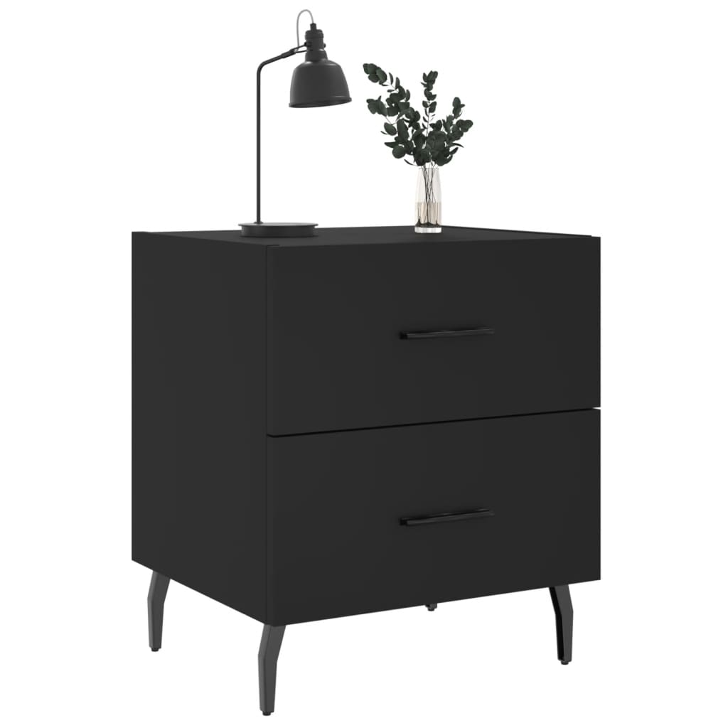 Bedside Cabinet Black 40x35x47.5 cm Engineered Wood