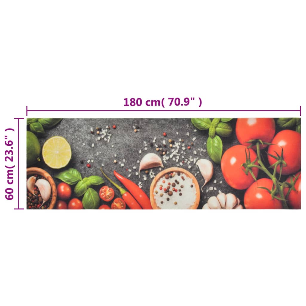 Kitchen Rug Washable Vegetables 60x180 cm Velvet