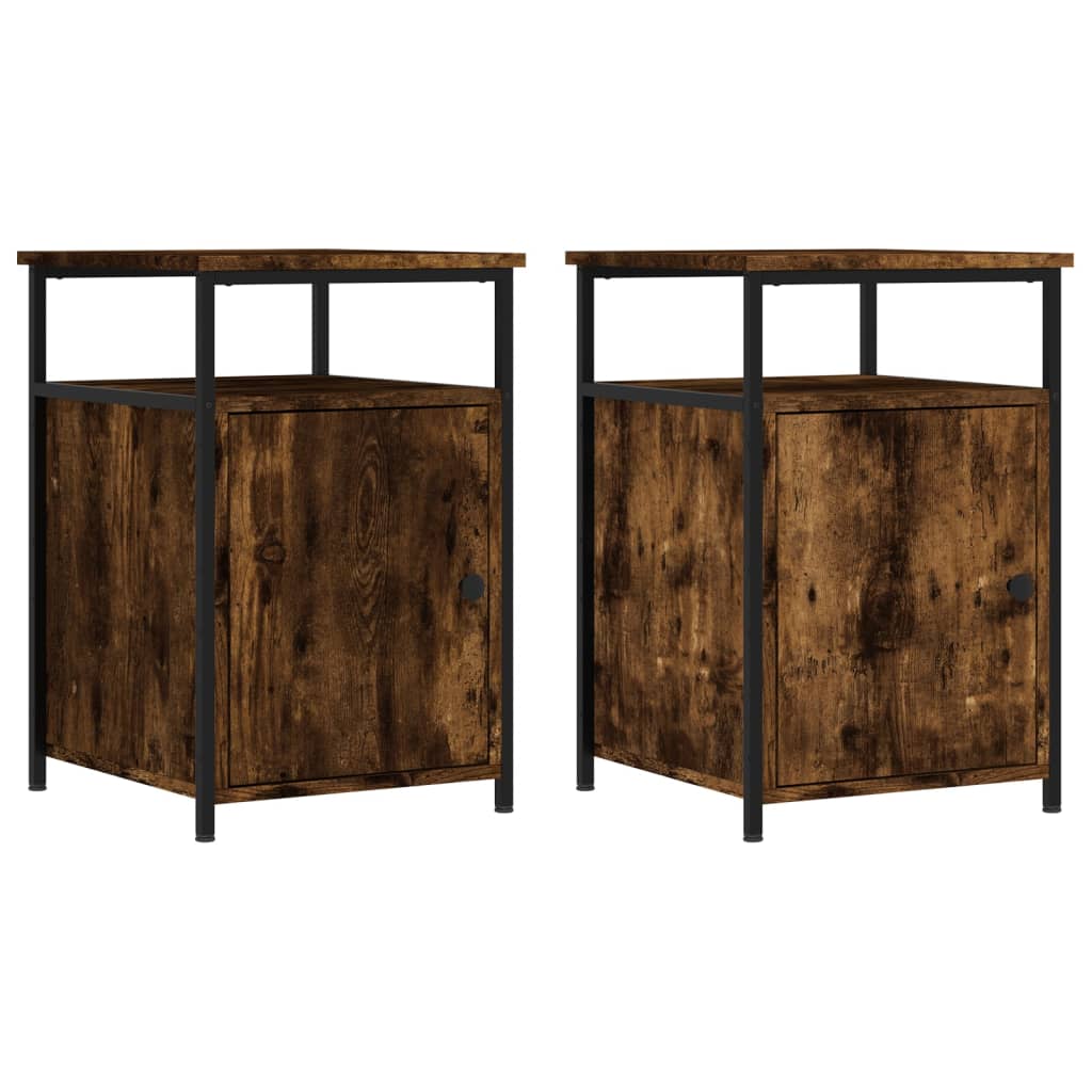 Bedside Cabinets 2 pcs Smoked Oak 40x42x60 cm Engineered Wood