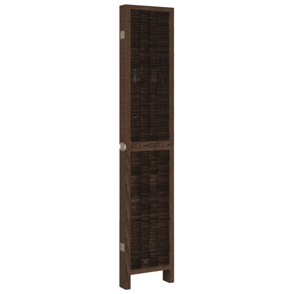Room Divider 6 Panels Dark Brown Solid Wood Paulownia
