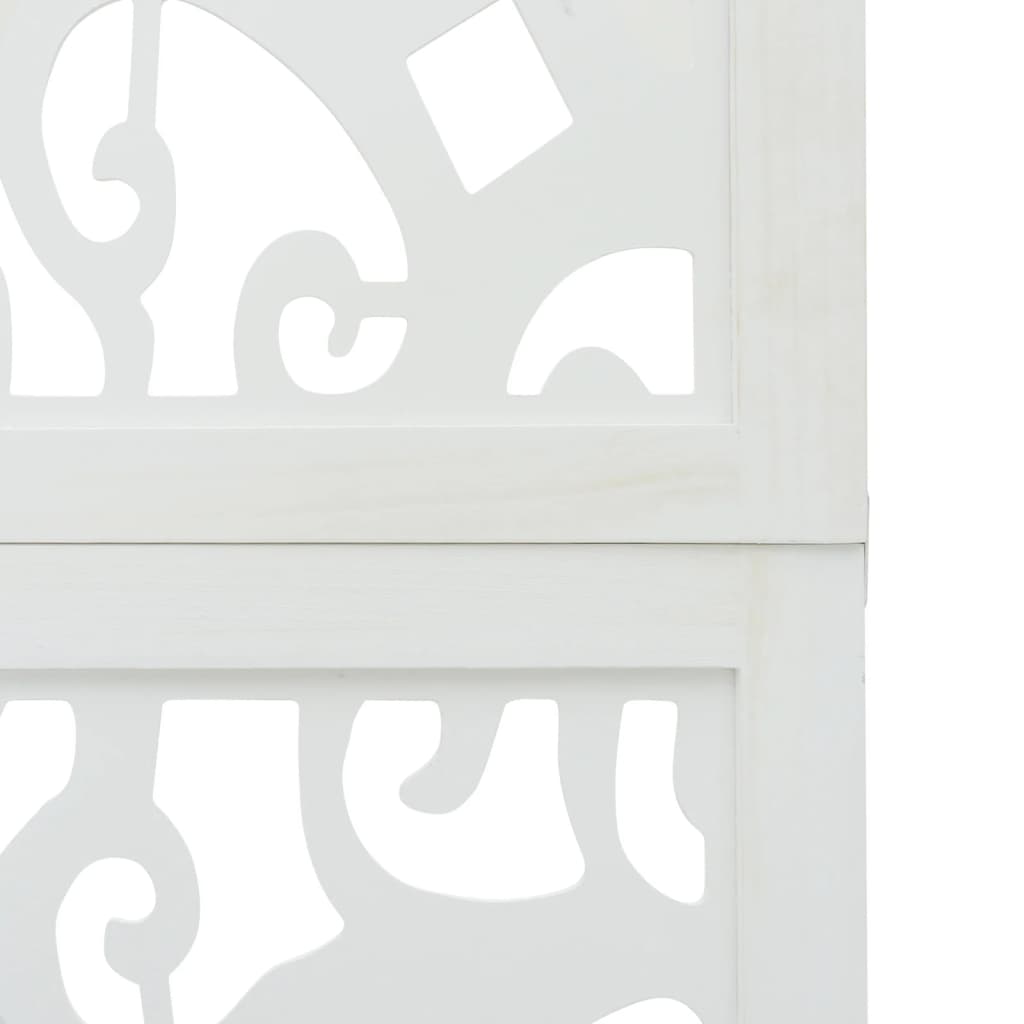 Room Divider 3 Panels White Solid Wood Paulownia