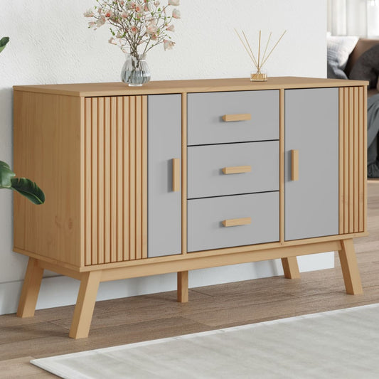Sideboard OLDEN Grey and Brown 114x43x73.5cm Solid Wood Pine