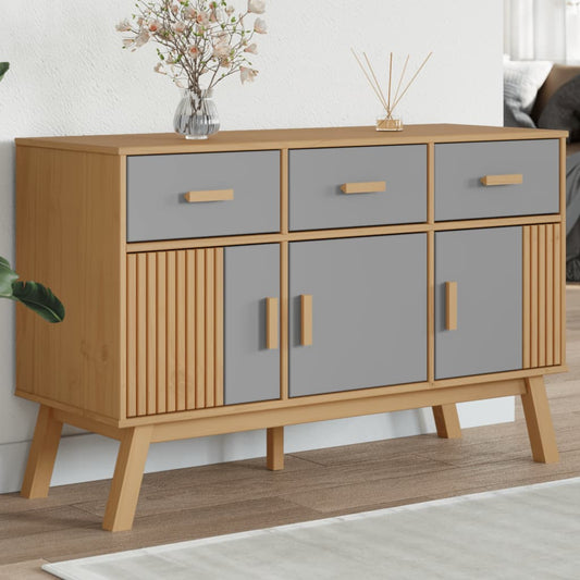 Sideboard OLDEN Grey and Brown 114x43x73.5 cm Solid Wood Pine
