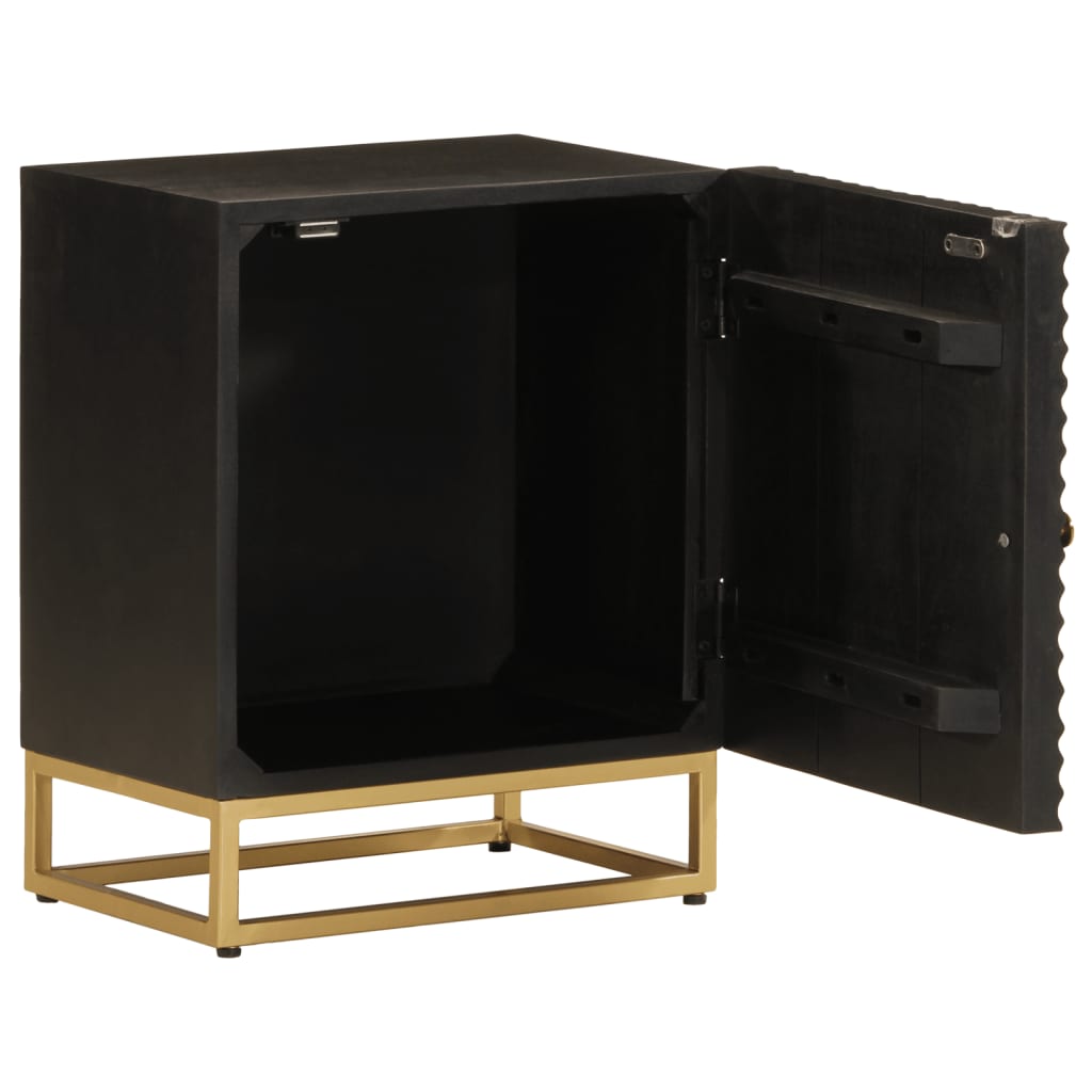 Bedside Cabinet Black 40x30x50 cm Solid Wood Mango and Iron