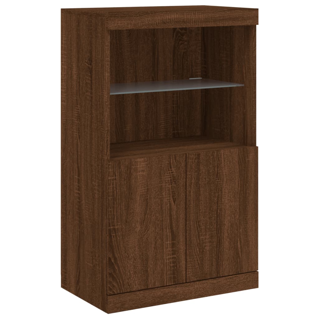 Sideboards with LED Lights 3 pcs Brown Oak Engineered Wood