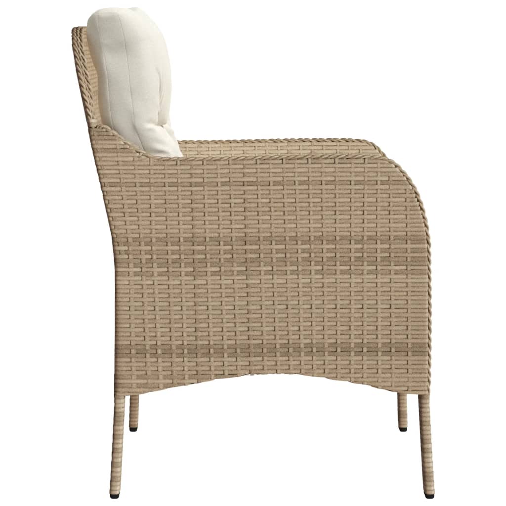 Garden Chairs with Cushions 2 pcs Beige Poly Rattan