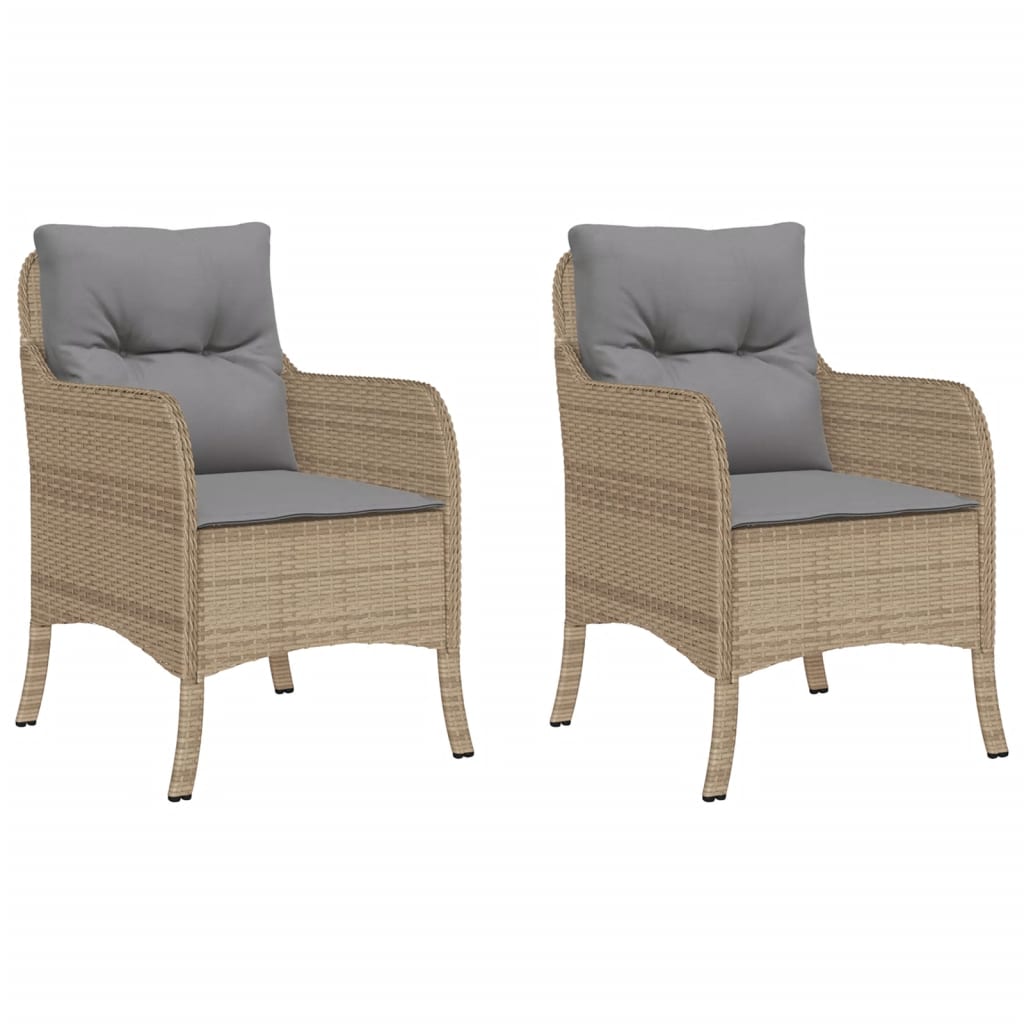 Garden Chairs with Cushions 2 pcs Mix Beige Poly Rattan