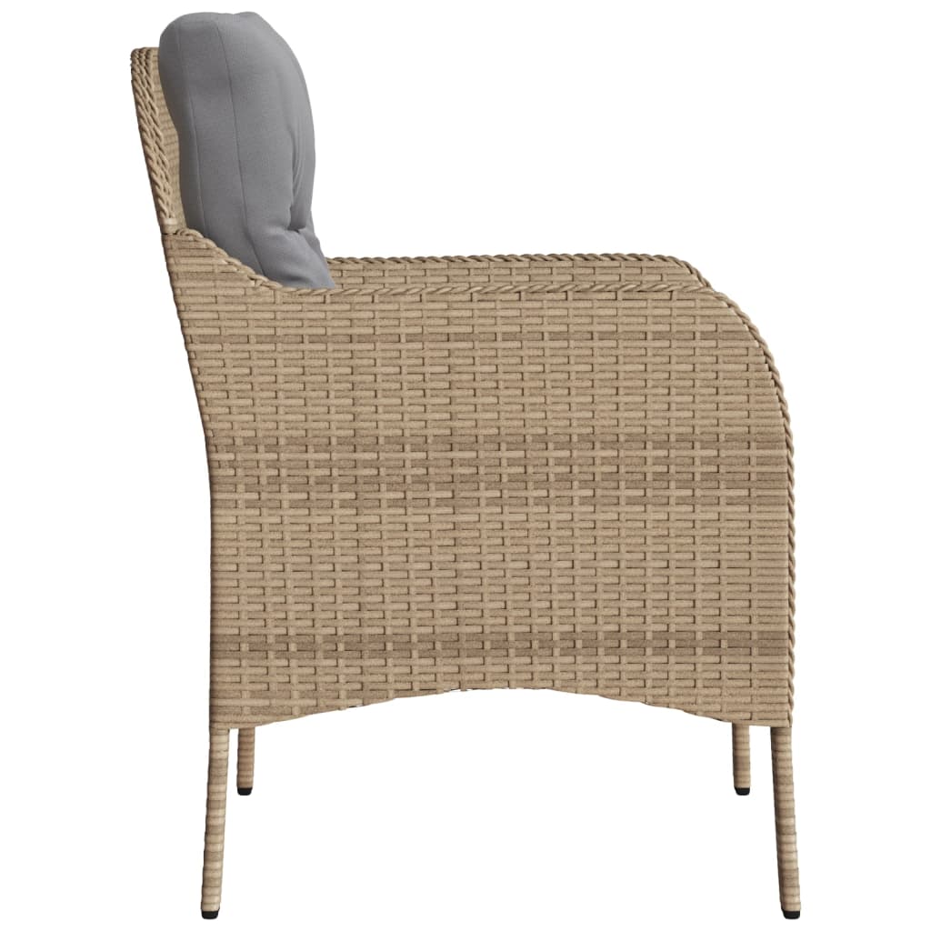 Garden Chairs with Cushions 2 pcs Mix Beige Poly Rattan