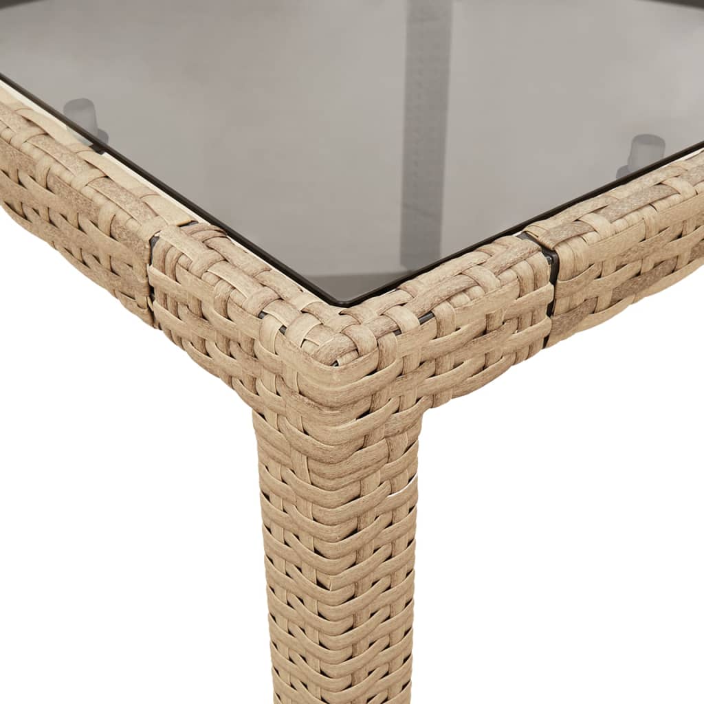 Garden Table with Glass Top Beige 150x90x75 cm Poly Rattan
