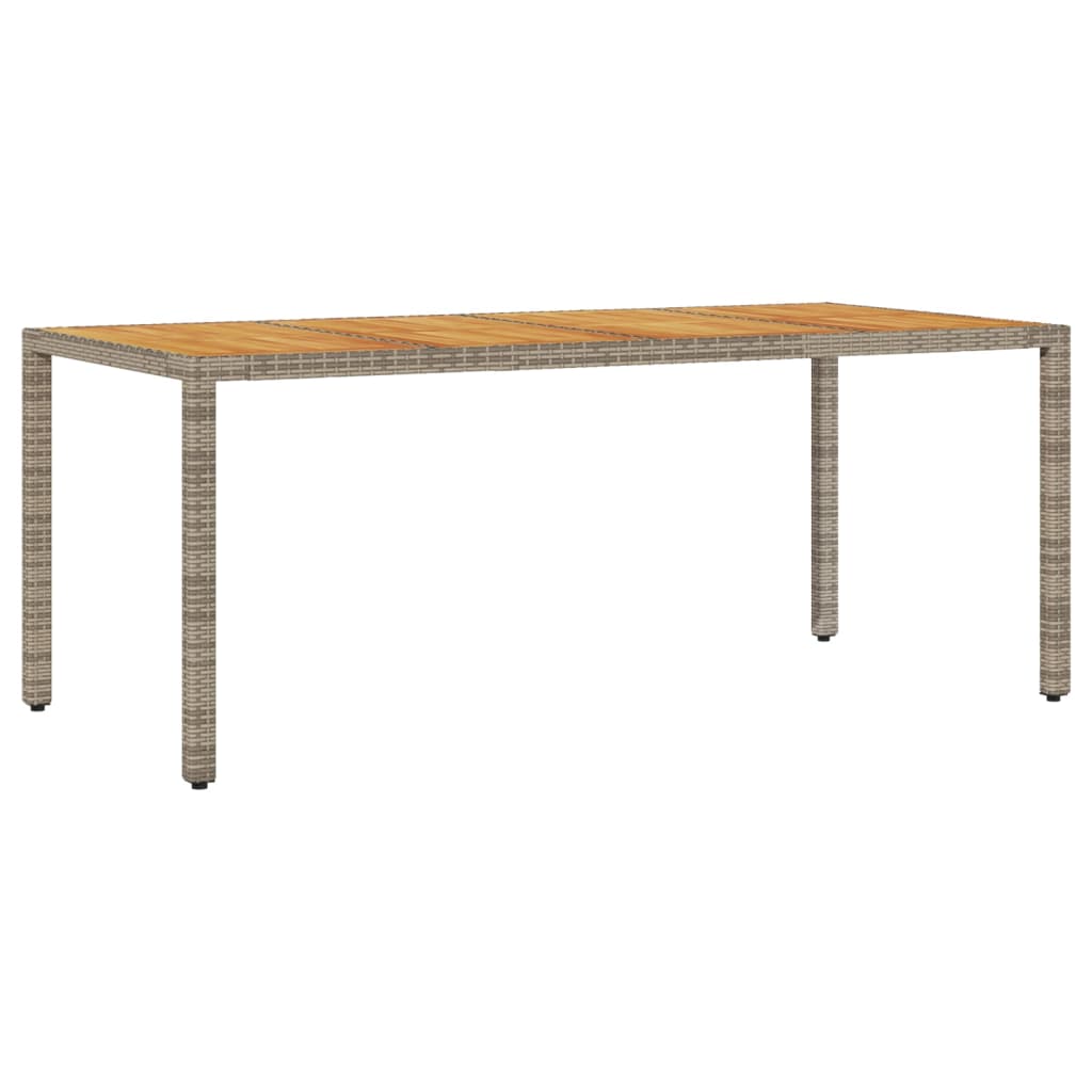 Garden Table with Acacia Wood Top Grey 190x90x75 cm Poly Rattan