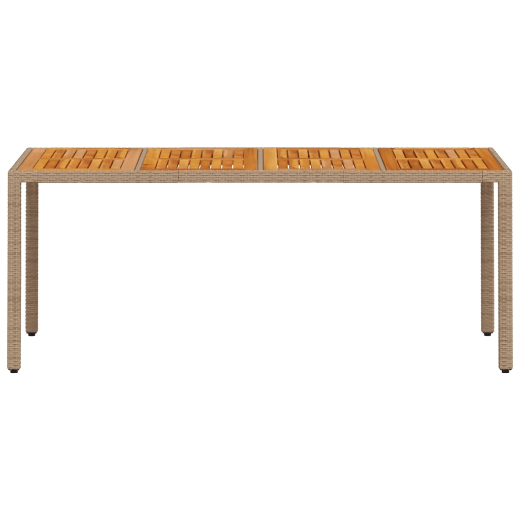 Garden Table Beige 190x90x75 cm Poly Rattan Acacia Wood