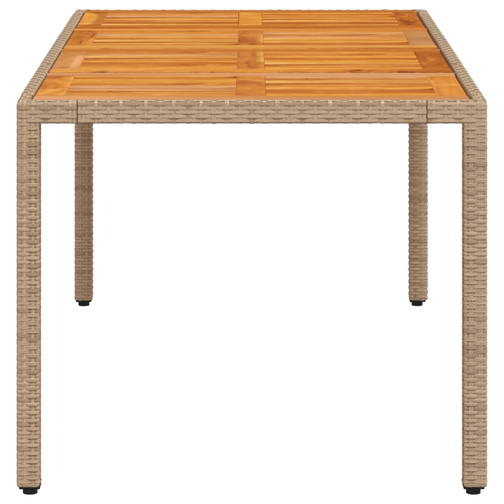 Garden Table Beige 190x90x75 cm Poly Rattan Acacia Wood