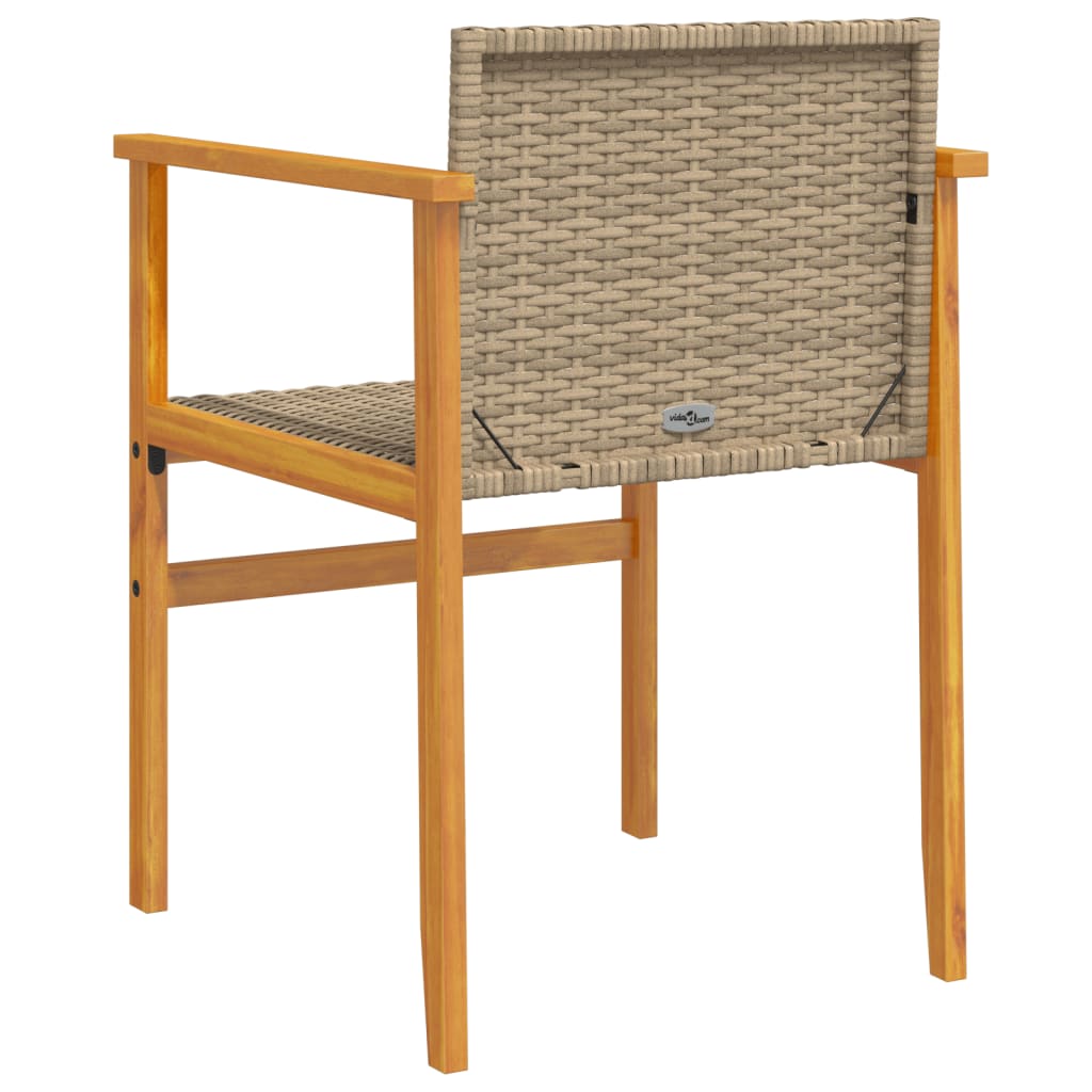 Garden Chairs 2 pcs Beige Poly Rattan&Solid Wood