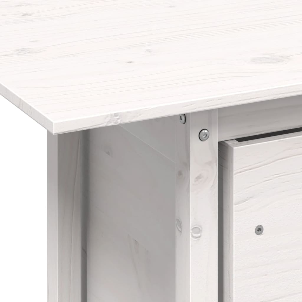 Garden Table White 100x50x75 cm Solid Wood Pine