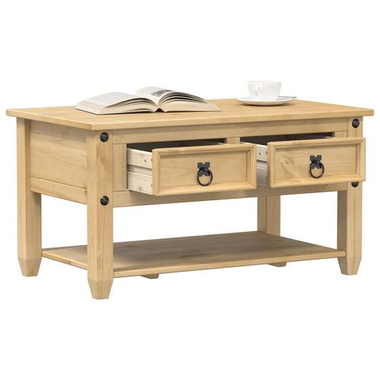 Coffee Table with Drawers Corona 85x50x45 cm Solid Wood Pine