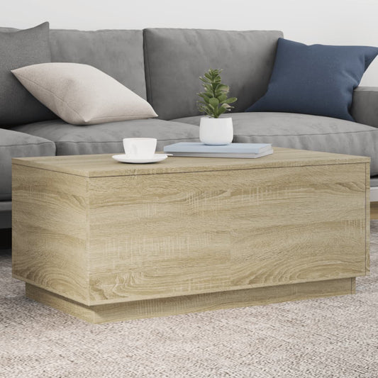 Coffee Table with LED Lights Sonoma Oak 90x50x40 cm