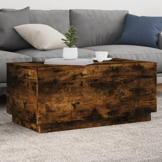Coffee Table with LED Lights Smoked Oak 90x50x40 cm