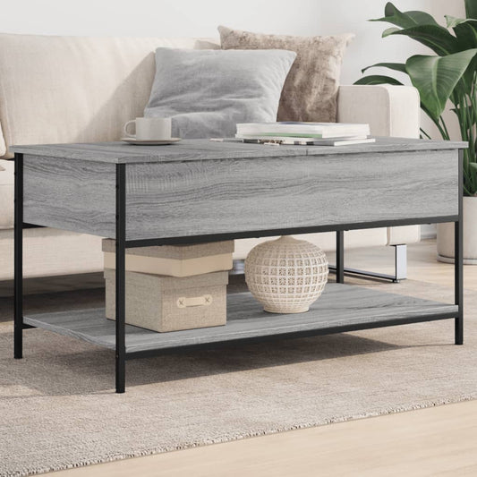 Coffee Table Grey Sonoma 100x50x50 cm Engineered Wood and Metal
