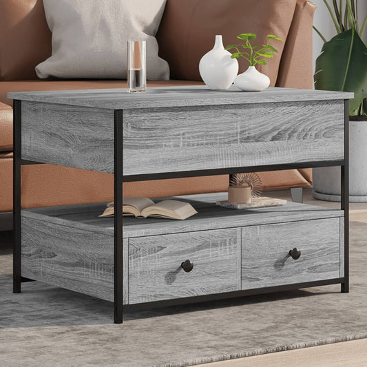 Coffee Table Grey Sonoma 70x50x50 cm Engineered Wood and Metal