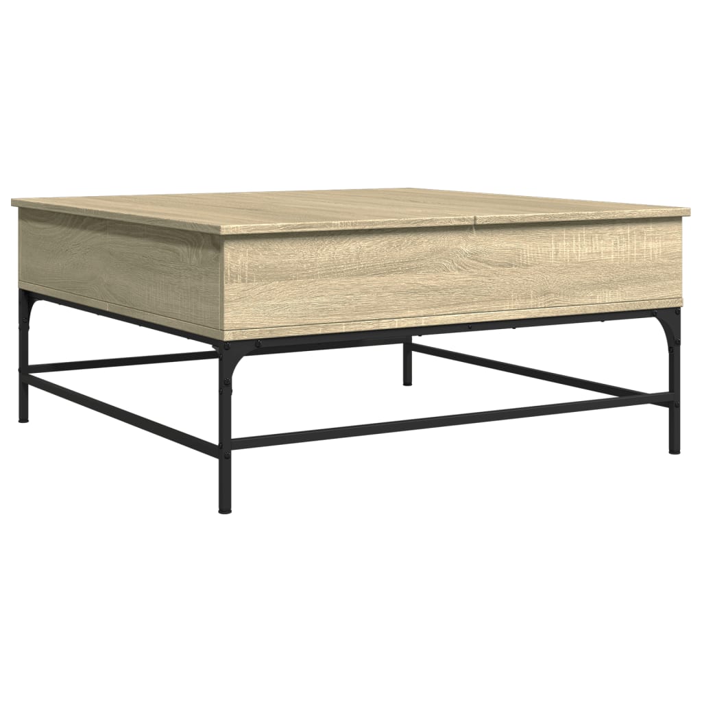 Coffee Table Sonoma Oak 95x95x45 cm Engineered Wood and Metal