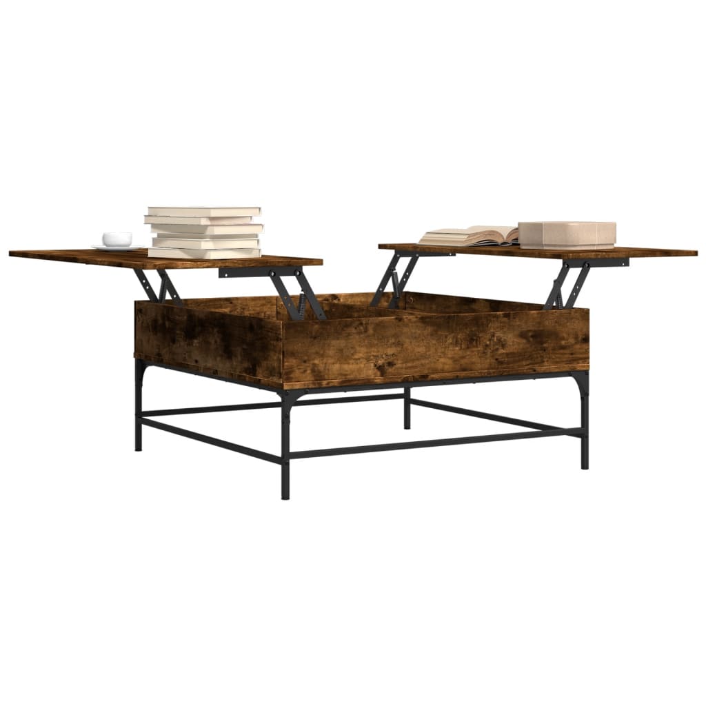 Coffee Table Smoked Oak 95x95x45 cm Engineered Wood and Metal