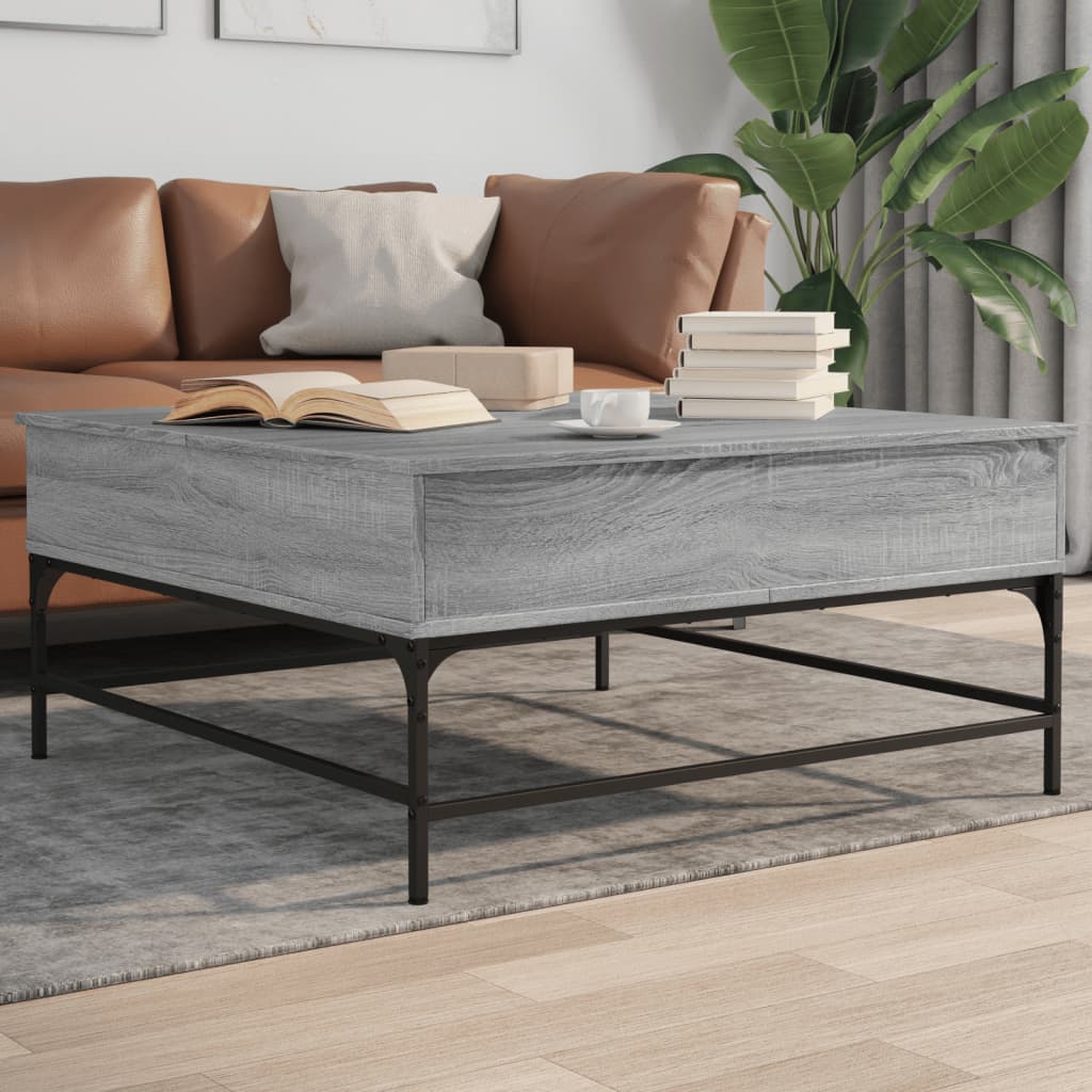 Coffee Table Grey Sonoma 95x95x45 cm Engineered Wood and Metal