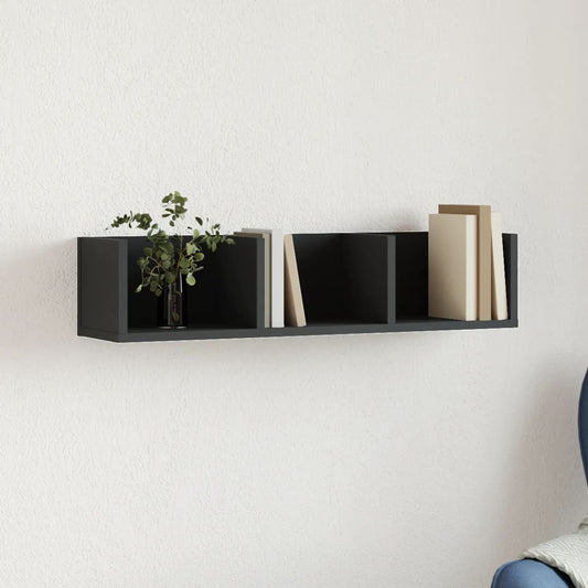 Wall Cabinet Black 75x18x16.5 cm Engineered Wood