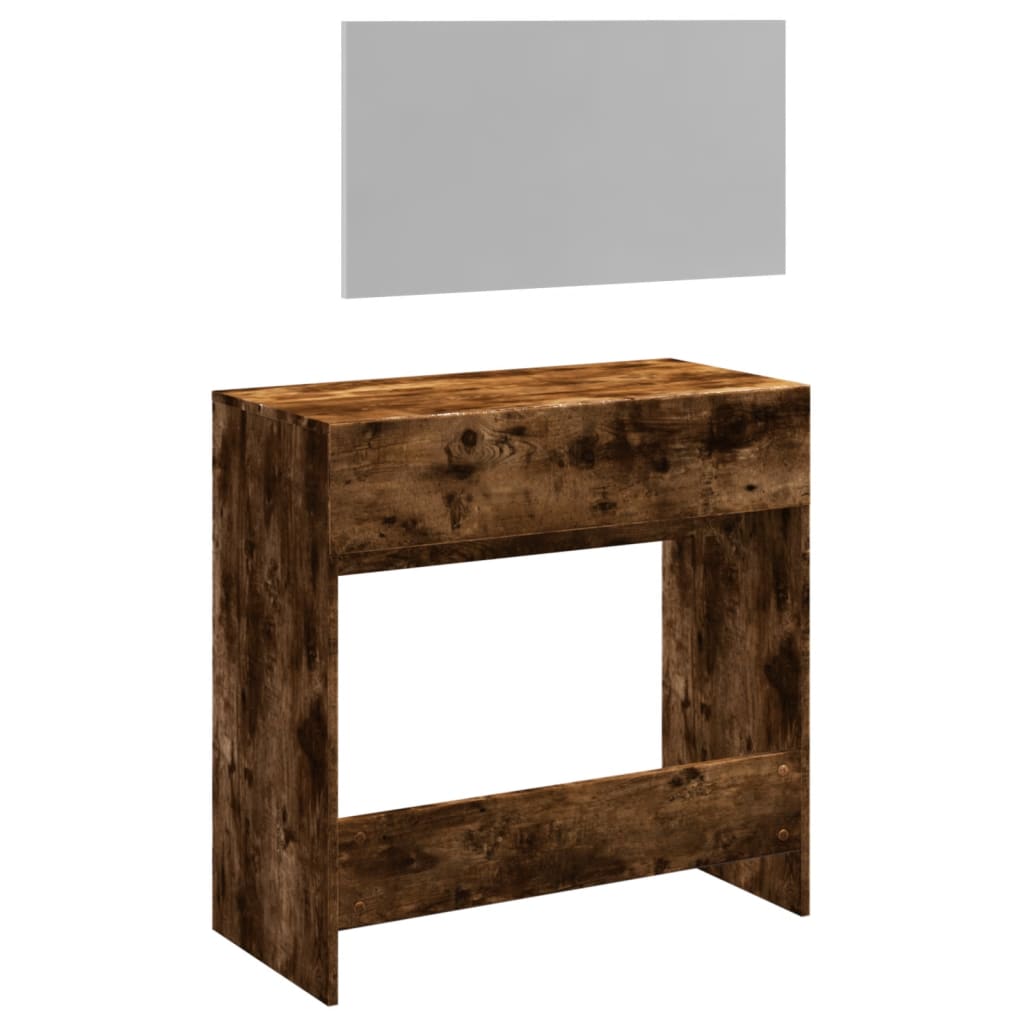 Dressing Table with Mirror Smoked Oak 80x39x80 cm