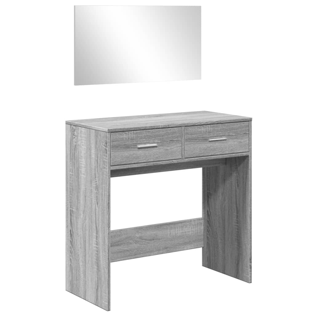 Dressing Table with Mirror Grey Sonoma 80x39x80 cm