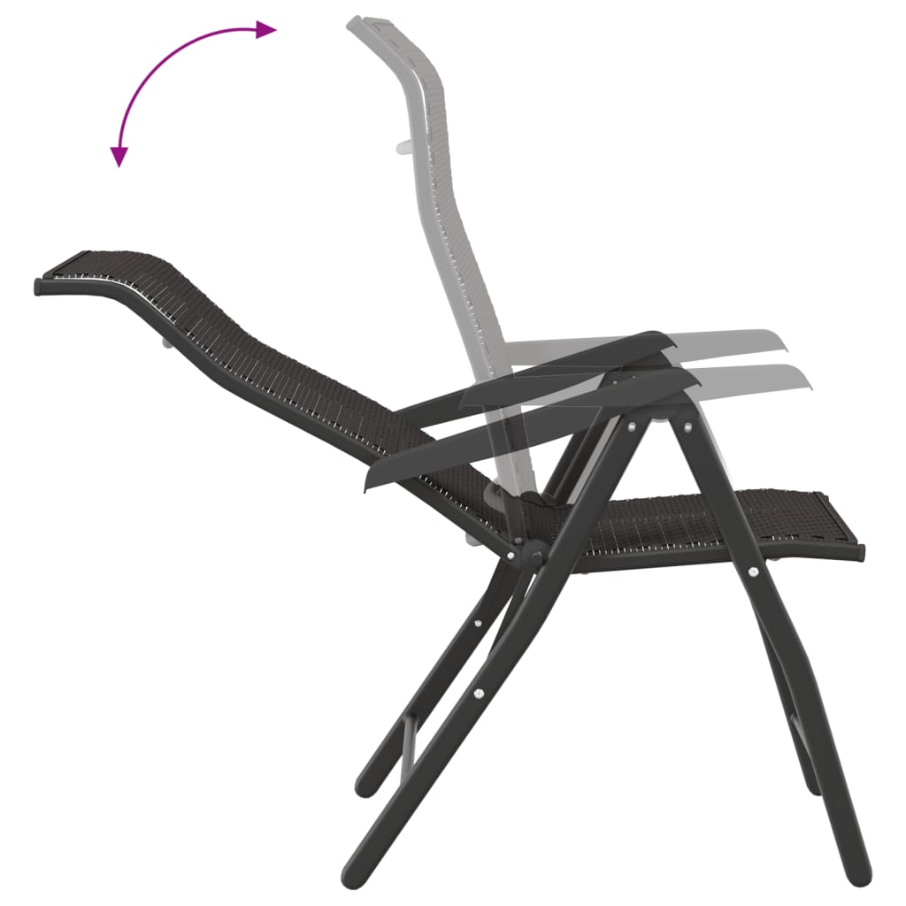 Folding Garden Chairs 2 pcs Black Coffee Poly Rattan