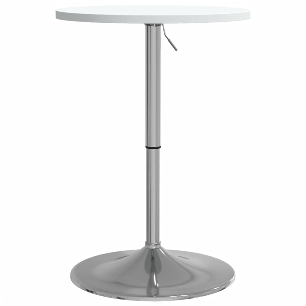Bar Table White 50x50x90 cm Engineered Wood and Chromed Steel