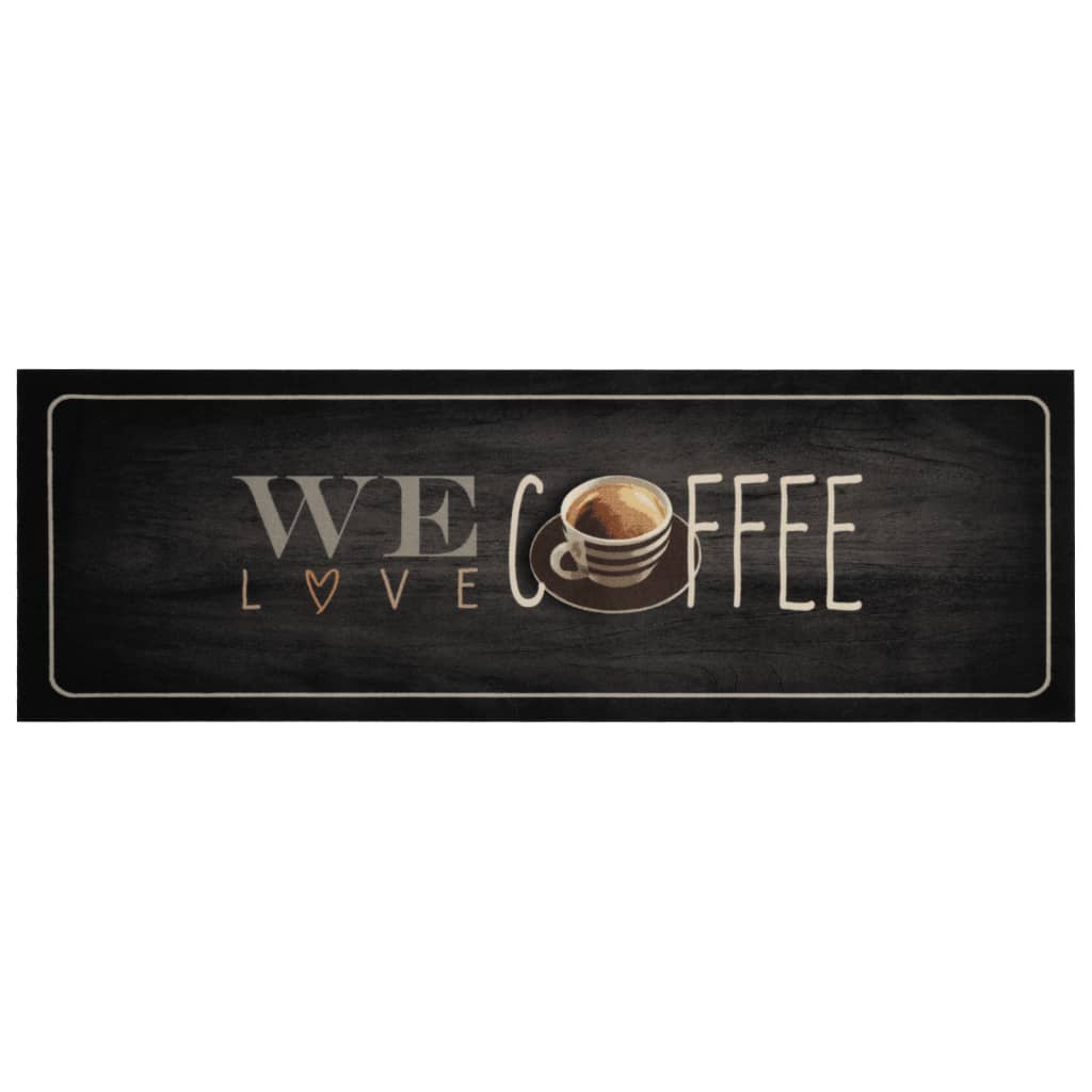 Kitchen Rug Washable Coffee Text 60x180 cm Velvet