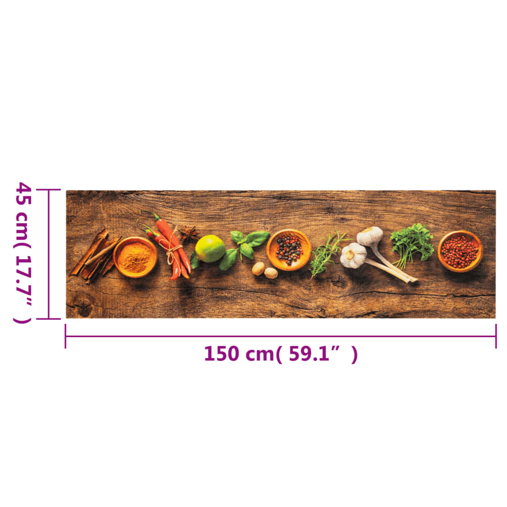 Kitchen Rug Washable Spices 45x150 cm Velvet