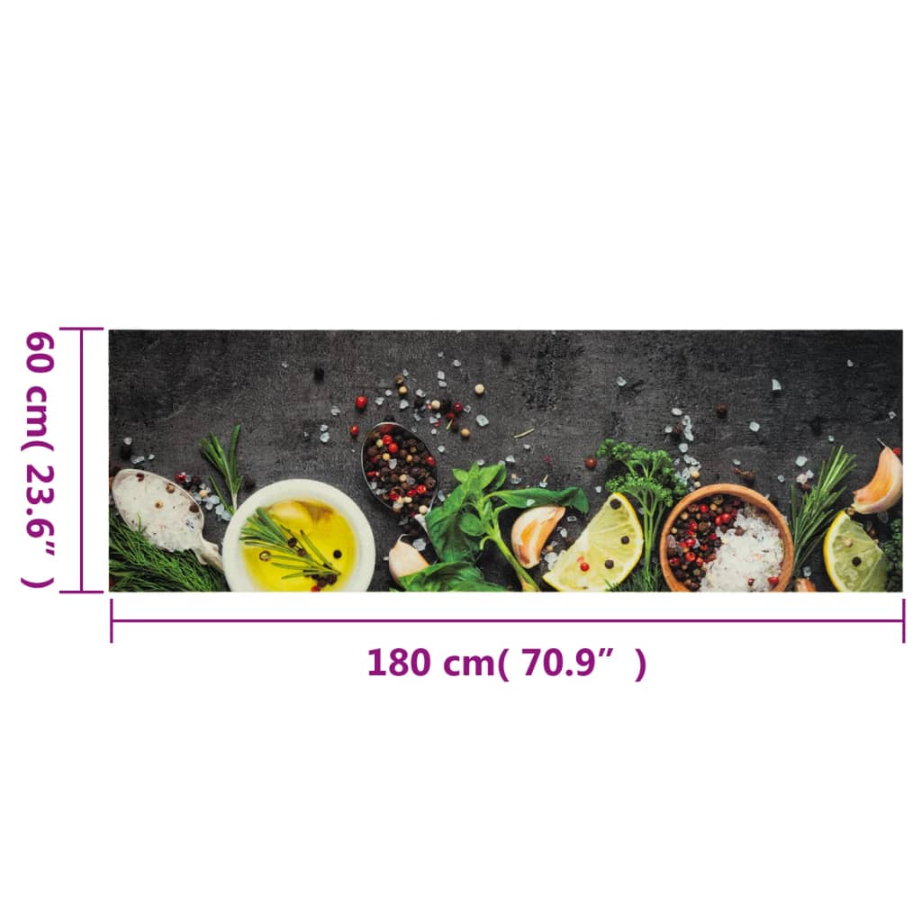Kitchen Rug Washable Spices 60x180 cm Velvet