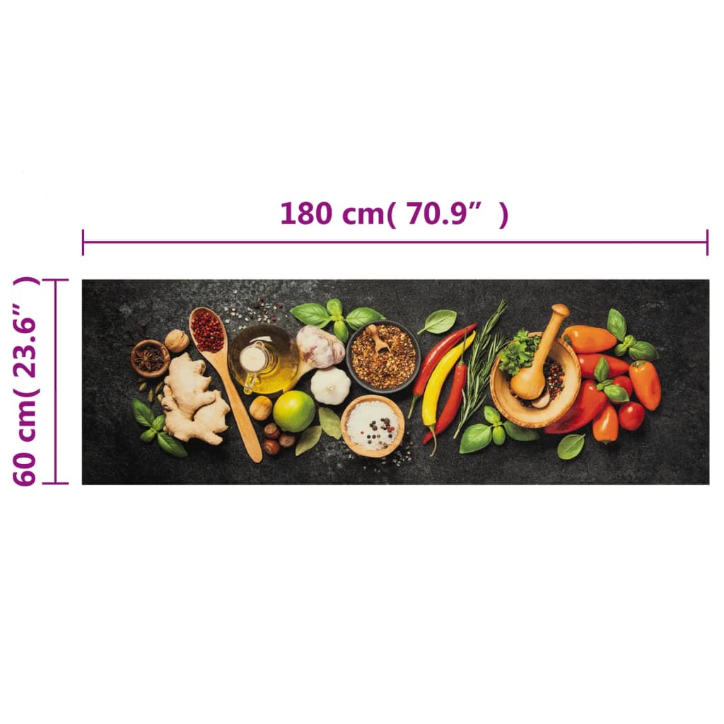 Kitchen Rug Washable Spices 60x180 cm Velvet
