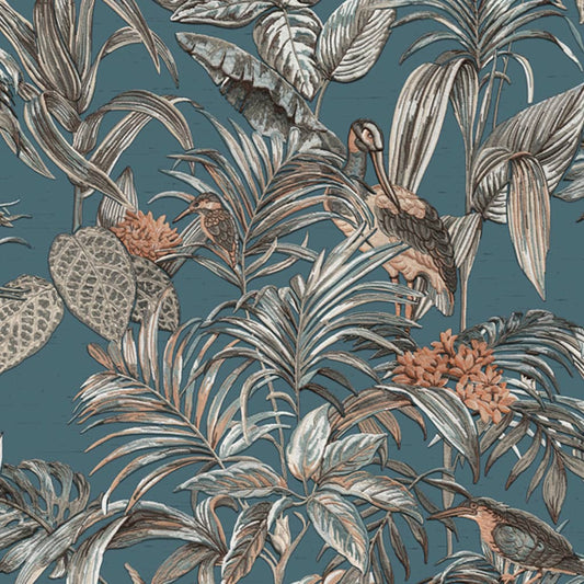 DUTCH WALLCOVERINGS Wallpaper Bird-of-Paradise Blue