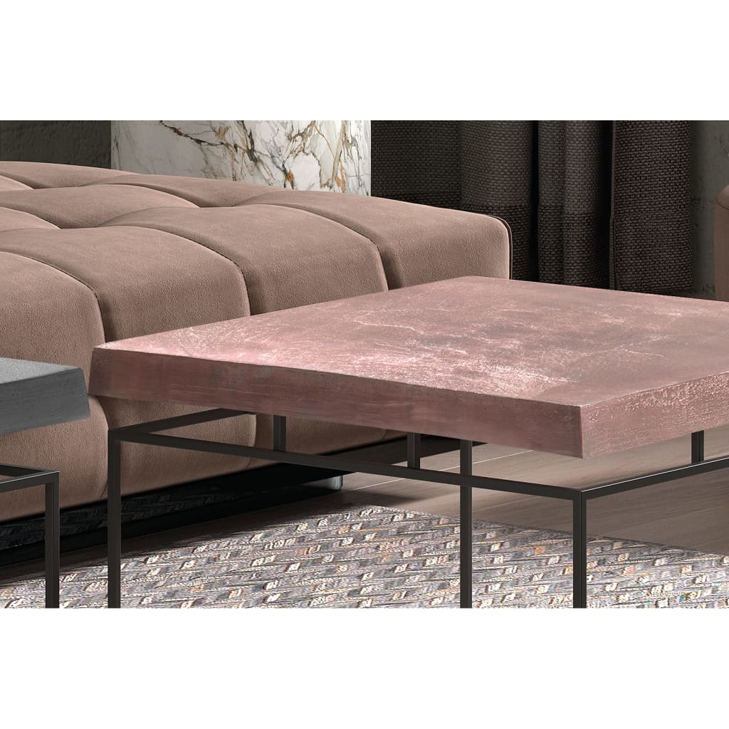Rousseau 2 Piece Coffee Table Set Aron Metal Grey and Rust