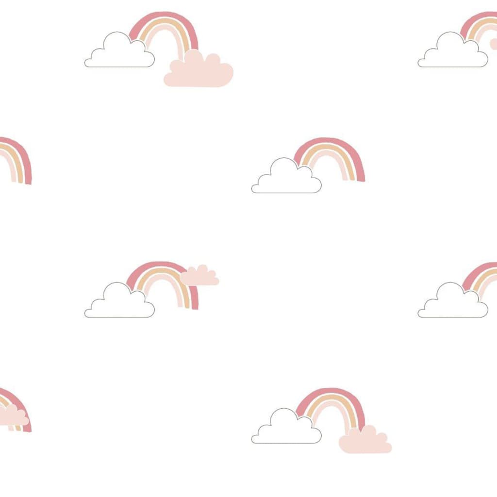 Noordwand Wallpaper Mondo baby Rainbows White and Pink