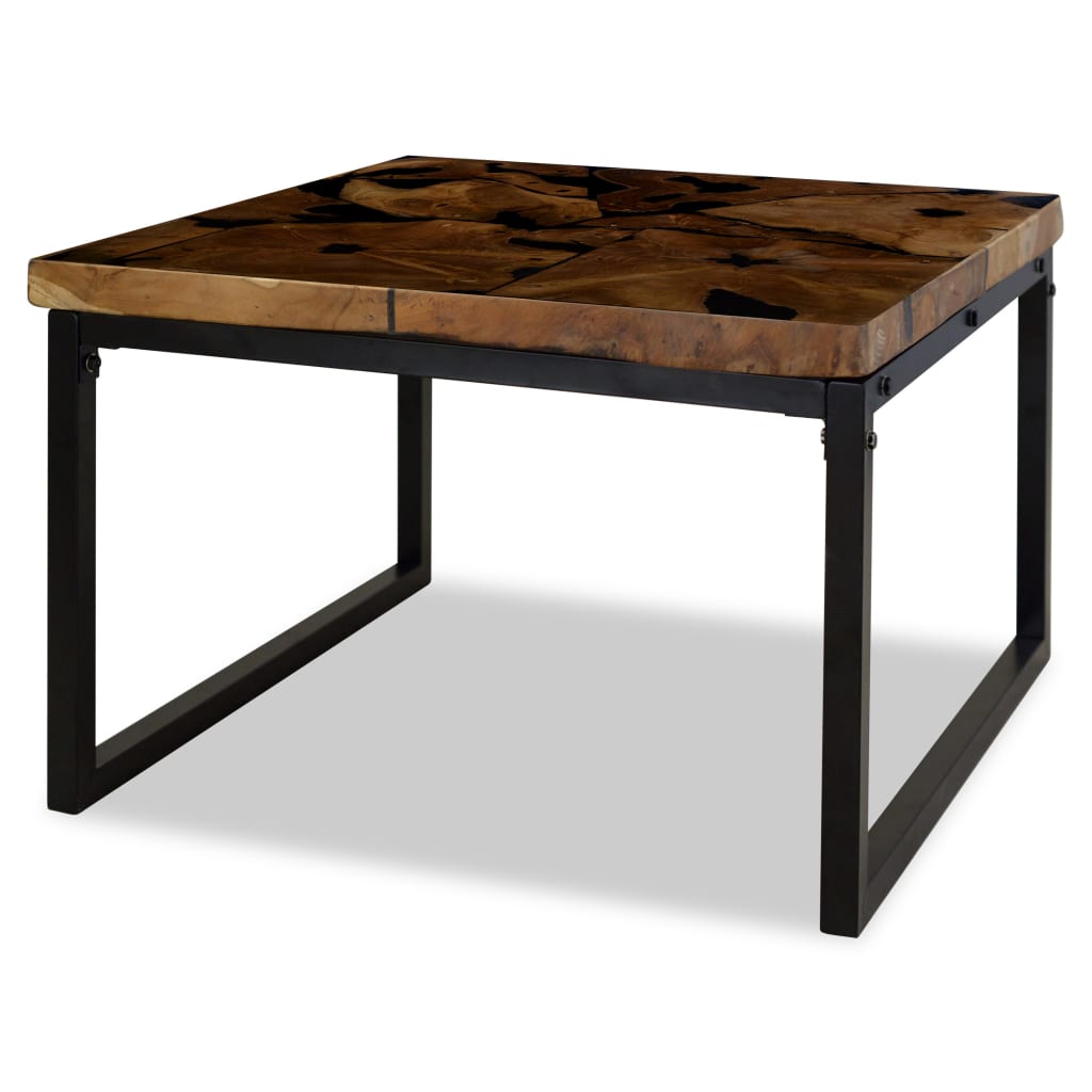Coffee Table Teak Resin 60x60x40 cm Black and Brown