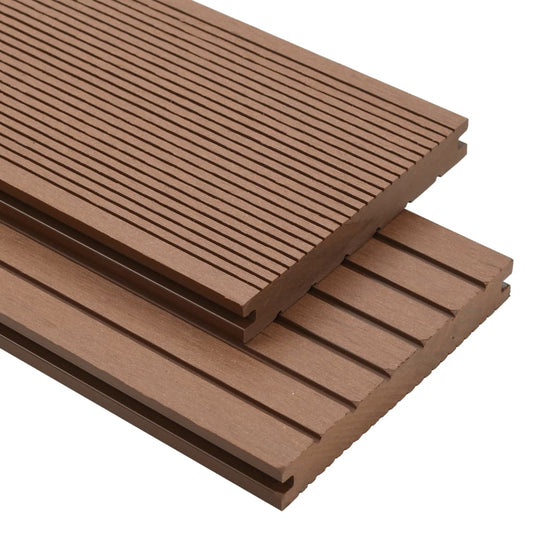 WPC Solid Decking Boards with Accessories 16m² 2.2m Light Brown