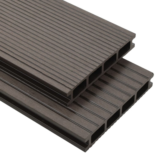 WPC Hollow Decking Boards with Accessories 16m² 2.2m Dark Brown