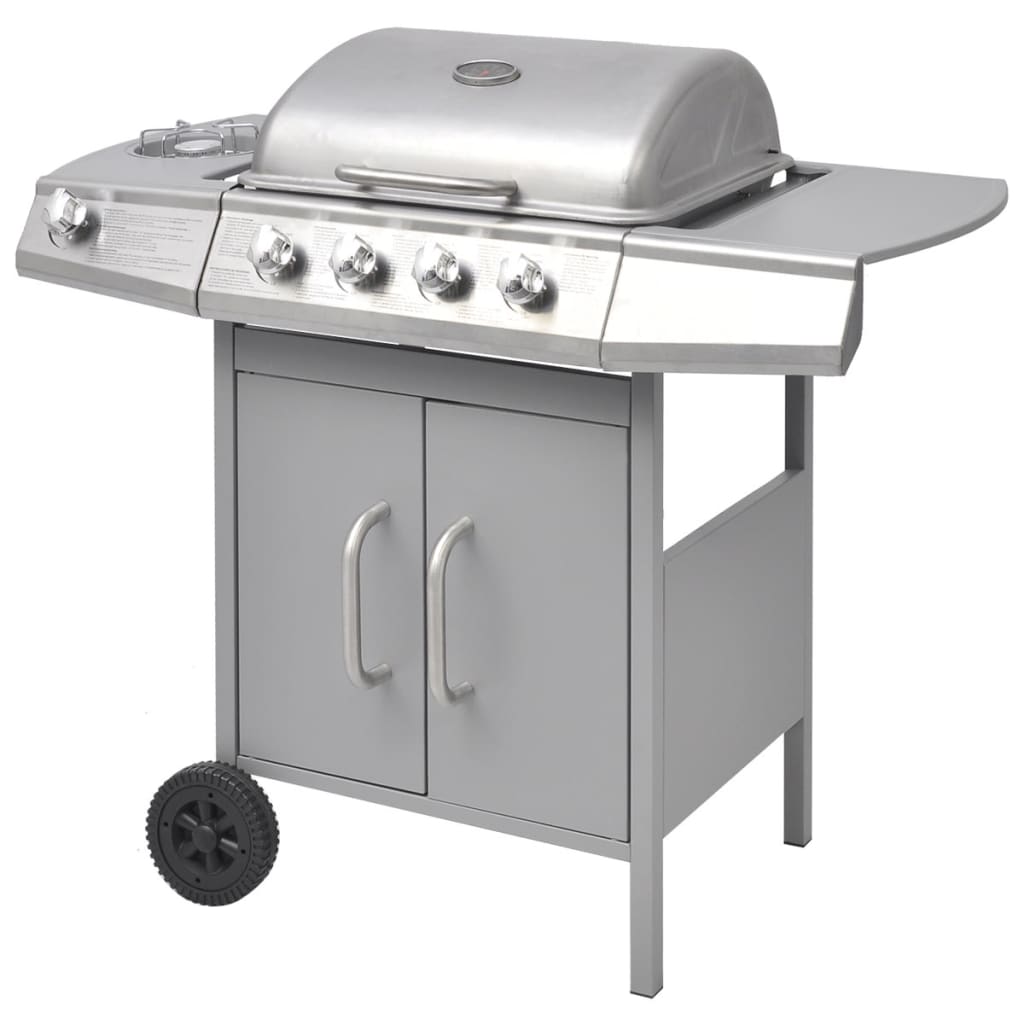 Gas Barbecue Grill 4+1 Cooking Zone Silver