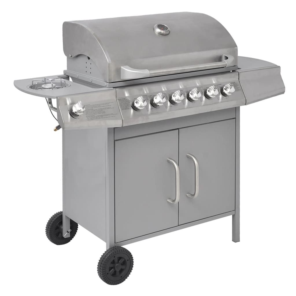 Gas Barbecue Grill 6+1 Cooking Zone Silver