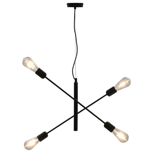 Ceiling Light with Filament Bulbs 2 W Black E27