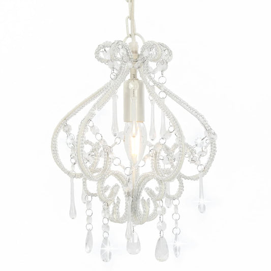 Ceiling Lamp with Beads White Round E14