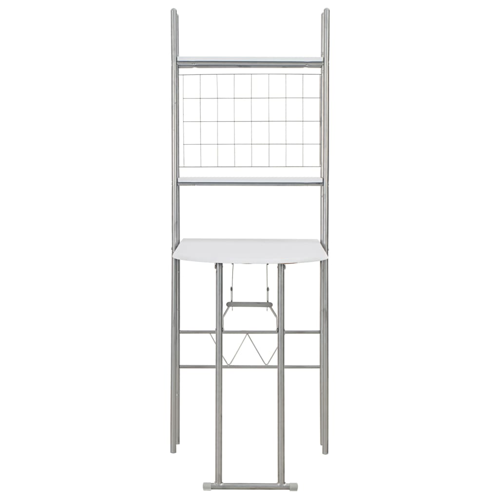 3 Piece Folding Dining Set with Storage Rack MDF and Steel White