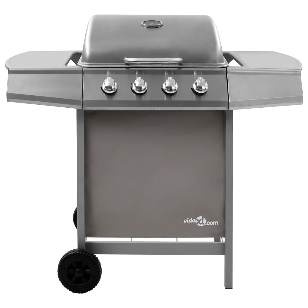 Gas BBQ Grill with 4 Burners Silver